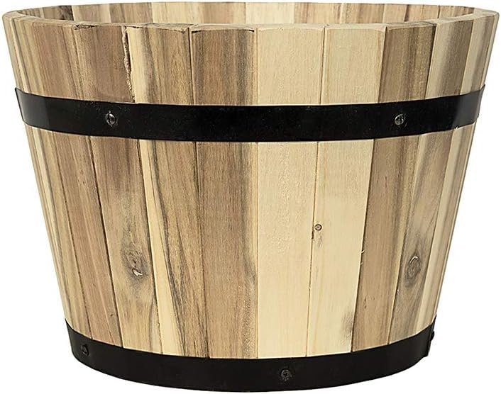 Pflanzwerk® Pflanzkübel Cup Holz Ø46cm 100% Bio-AKAZIENHOLZ Weinfass Holzfass *Frostbeständiger Blum