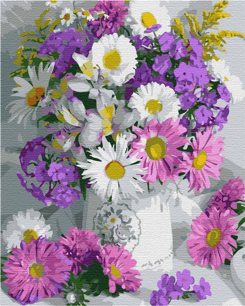 Artnapi Malen nach Zahlen Erwachsene mit Rahmen | DIY Handgemalt | Blumen - Zartes Bouquet | Kit für