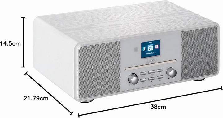 Reflexion HRA19DAB/WH Design DAB+ Radio (2x80Watt) 2,4" TFT Farbdisplay, Uhrenanzeige mit Alarm-Funk