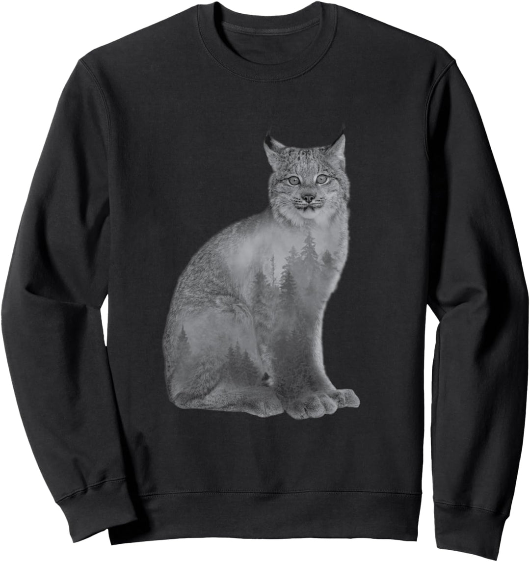 Luchs Silhouette Luchse Rotluchs Wald Natur Designs Sweatshirt