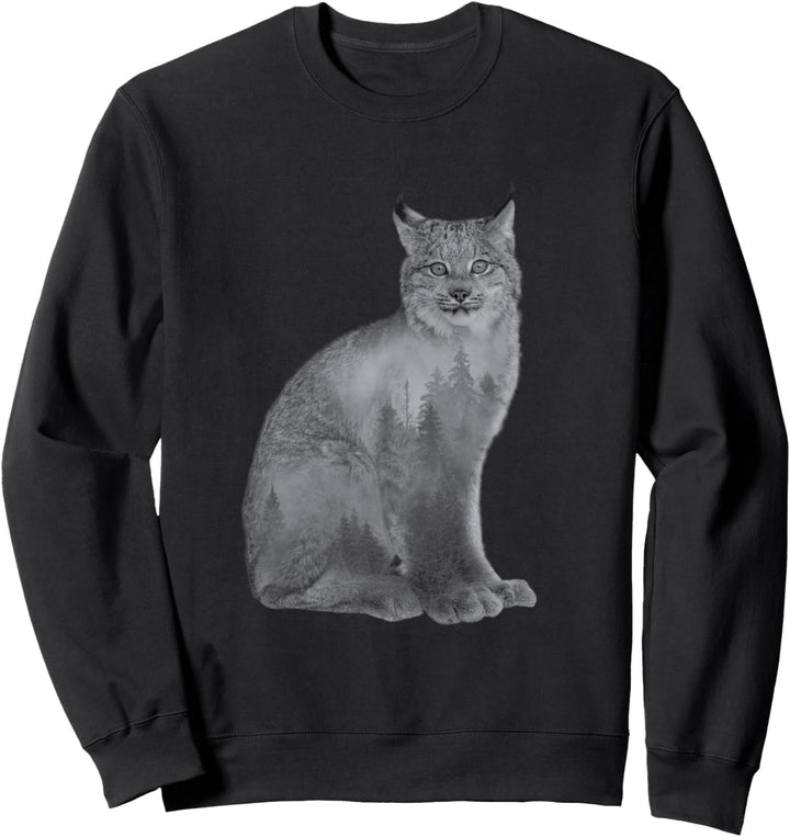 Luchs Silhouette Luchse Rotluchs Wald Natur Designs Sweatshirt