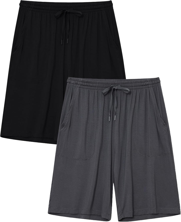 COLORFULLEAF 2er/3er Pack Schlafanzughose Herren Kurz Bambus Pyjamahose Schlafhose Weich Sommer Frei