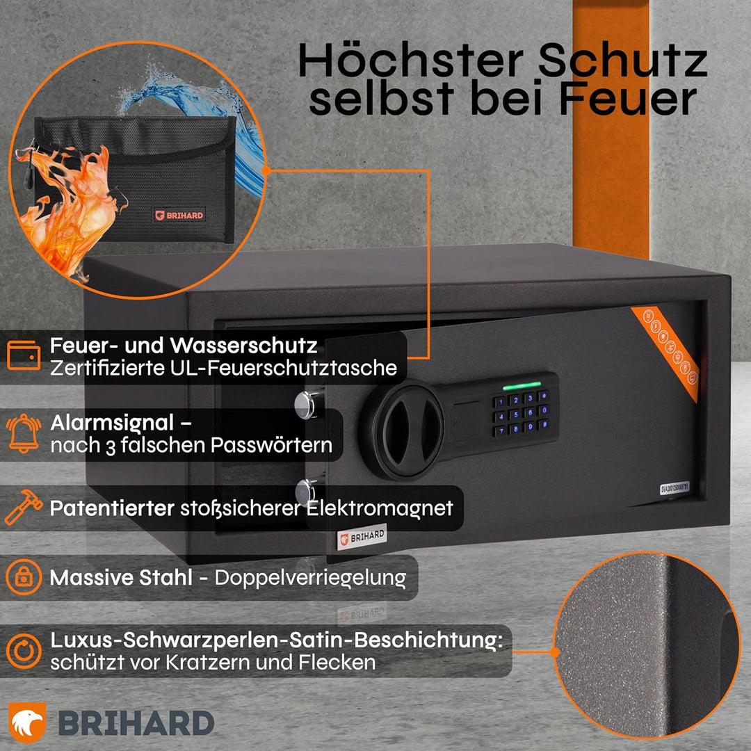 Brihard Laptop-Safe Elektronischer - 20x43x35cm Computer-Safe-Box mit LED-Bildschirm mit Digitalem Z