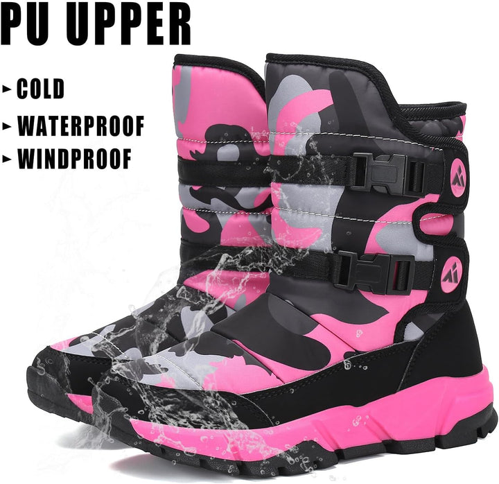 Kinder Winterstiefel Jungen Schneestiefel Mädchen Warm Gefütterte Rutschfeste Winter Snowboots Outdo