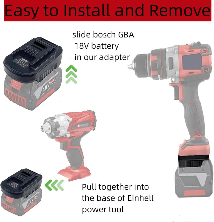 BS18EIN für Bosch auf für Einhell Akku-Adapter, Batterieadapter für Bosch Professional 18V System Ak