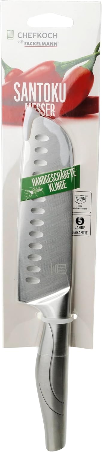 FACKELMANN Chefkoch Santokumesser – Ca. 160/300mm – Handgeschärft, Taper-Klingenschliff – Fugenlose