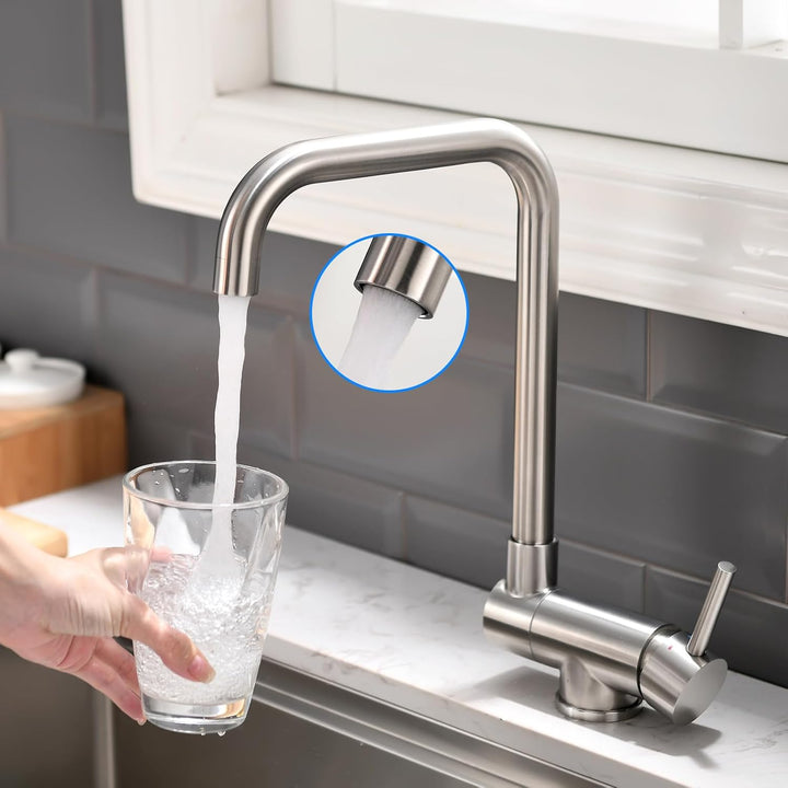 AIMADI küchenarmatur mit Klappbar Fenster Wasserhahn Küche Vorfenster Armatur Küche aus Edelstahl Mi