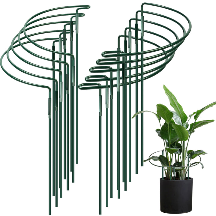 10 Stück Pflanzenstützen, 40X25cm Metall Halbrund Pflanze Stützpfähle, Befestigbare Garten Blumenstü