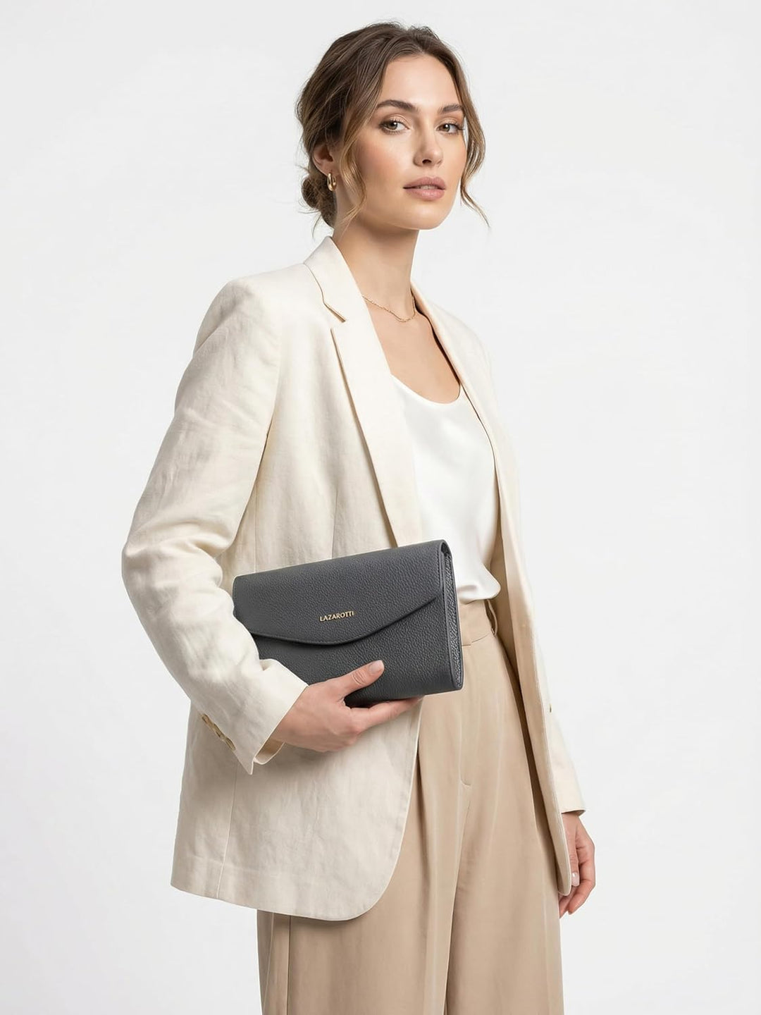 Lazarotti Bologna Leder Handtasche Damen | abnehm- & längenverstellbarer Schulterriemen | mittelgros