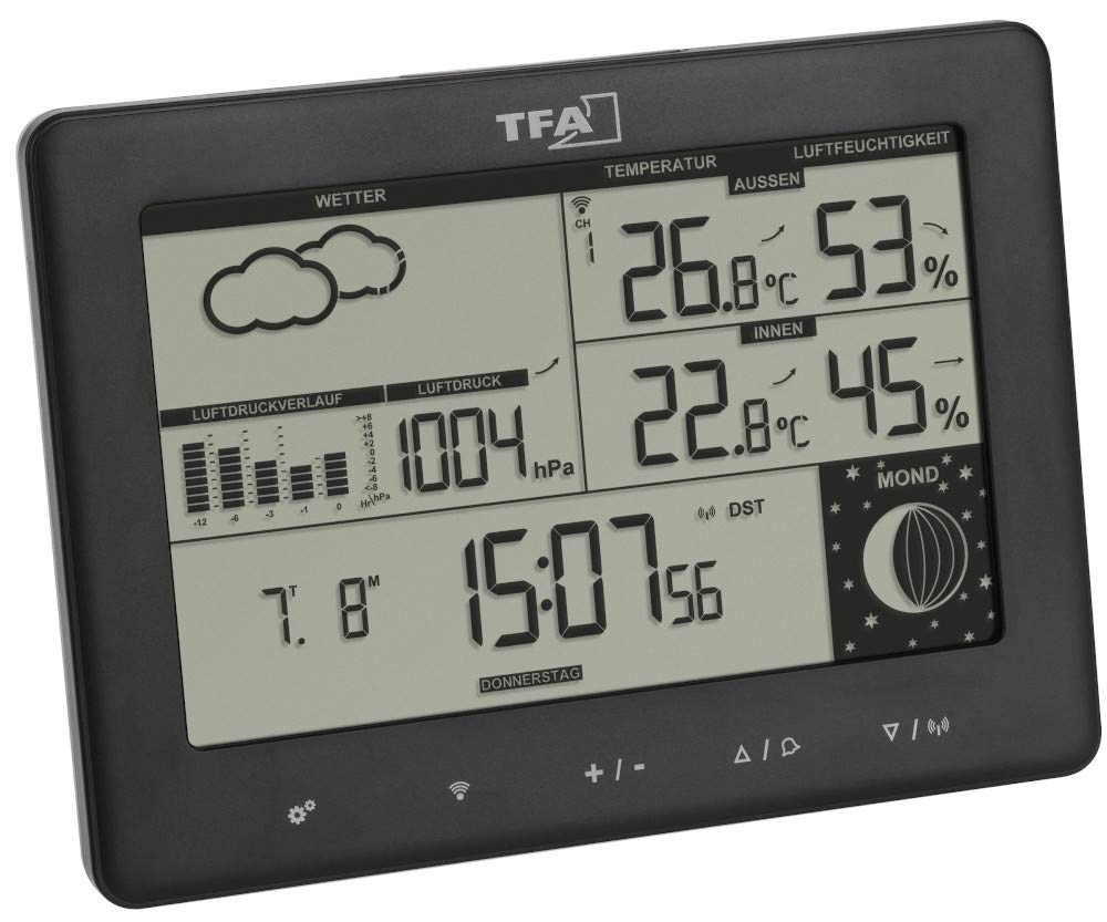 TFA Dostmann Funk-Wetterstation Elements, 35.1158.01, mit Aussensender, Wettervorhersage, deutsches
