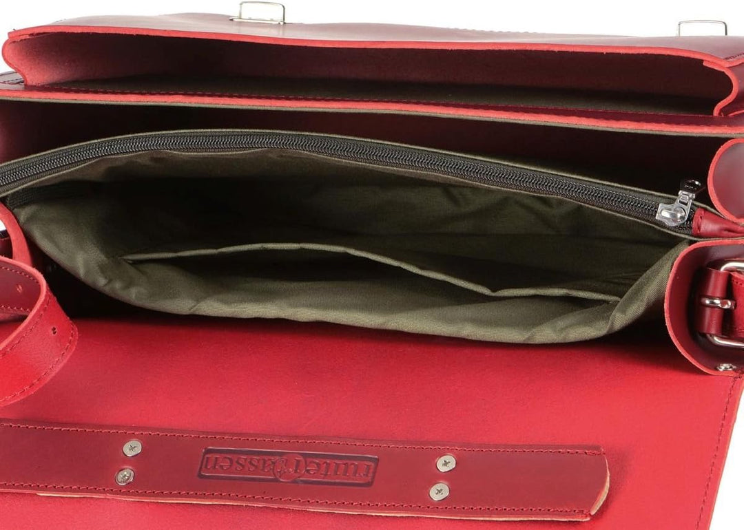 Ruitertassen Lehrertasche Leder rot Damen Herren Schultasche Aktentasche 40cm 2 Fächer