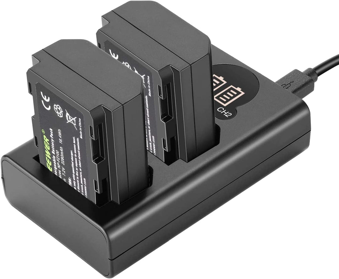NEEWER NP-FZ100 2280mAh Ersatzakku und Ladegerät mit LCD Bildschirm, 2 Packungen, kompatibel mit Son