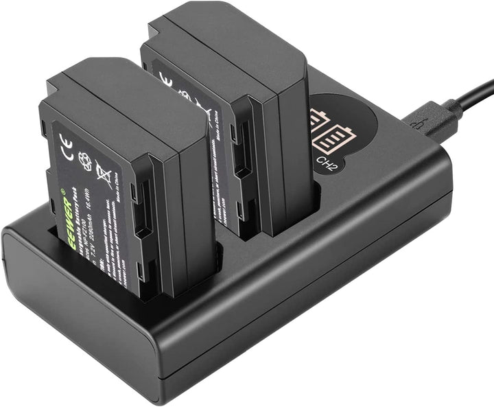 NEEWER NP-FZ100 2280mAh Ersatzakku und Ladegerät mit LCD Bildschirm, 2 Packungen, kompatibel mit Son
