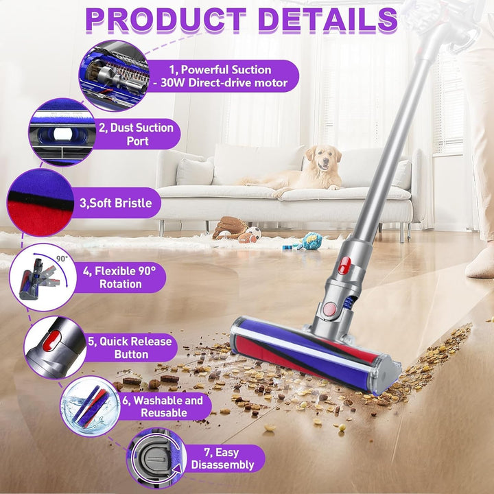 Softwalze Bodendüse Zubehör für Dyson V7 V8 V10 V11 V15 SV10 SV11 SV12 SV14 SV15 SV22 Staubsauger, E