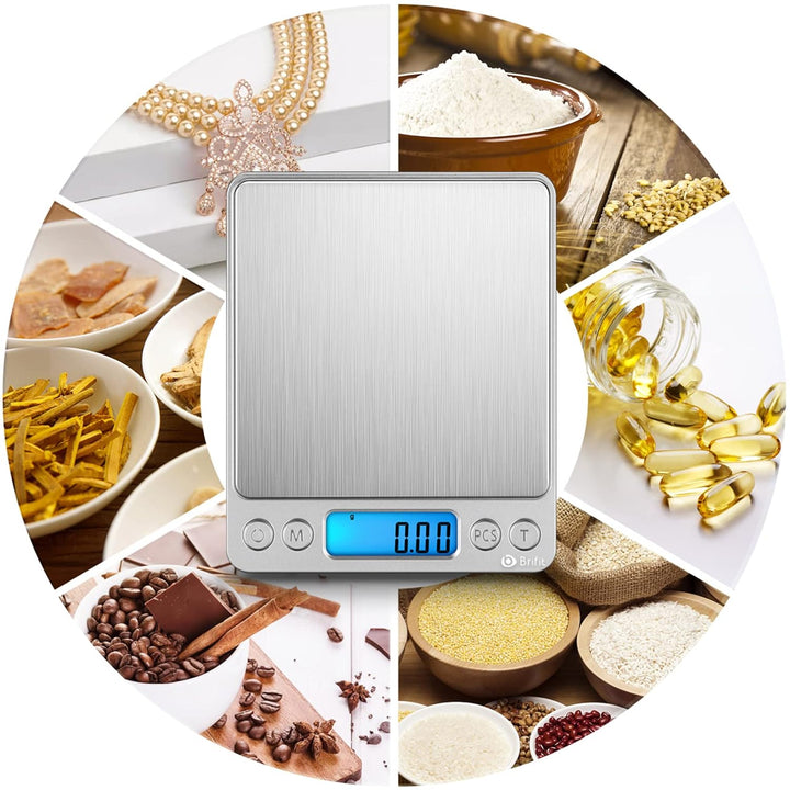 Brifit Feinwaage, Digitalwaage 500g, Taschenwaage, Briefwaage, Grammwaage, mit EIN 100g Edelstahl Ka