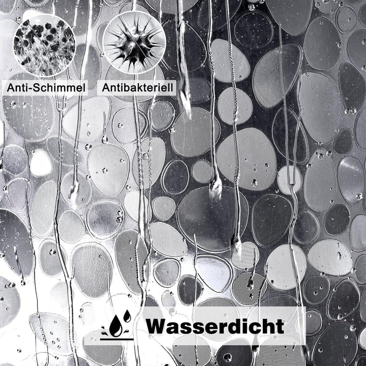 EurCross Anti-Schimmel Duschvorhang 200x200 mit 3 Stärkeren Magnete Unten, Transparent Wasserdicht W