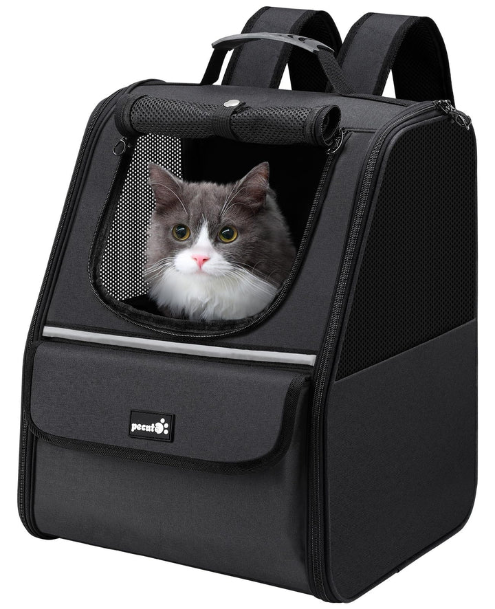 pecute Katzenrucksack Haustier Rucksack mit Netzfenster, Tragbare und Faltbare Katzentasche, Atmungs