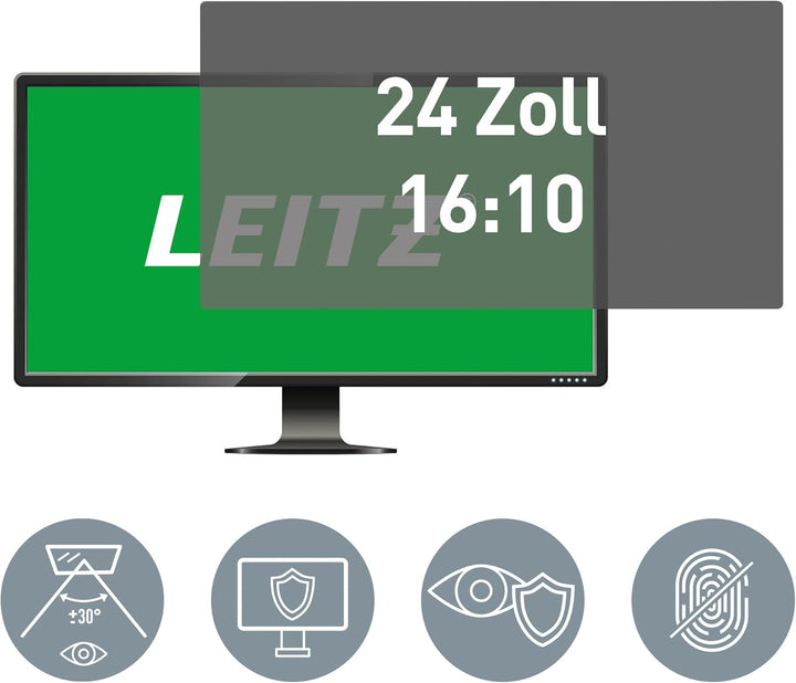 Leitz Monitor Blickschutzfilter 24 Zoll (16:10), Abnehmbare Schutzfolie, Mit Blaulichtfilter und Ble