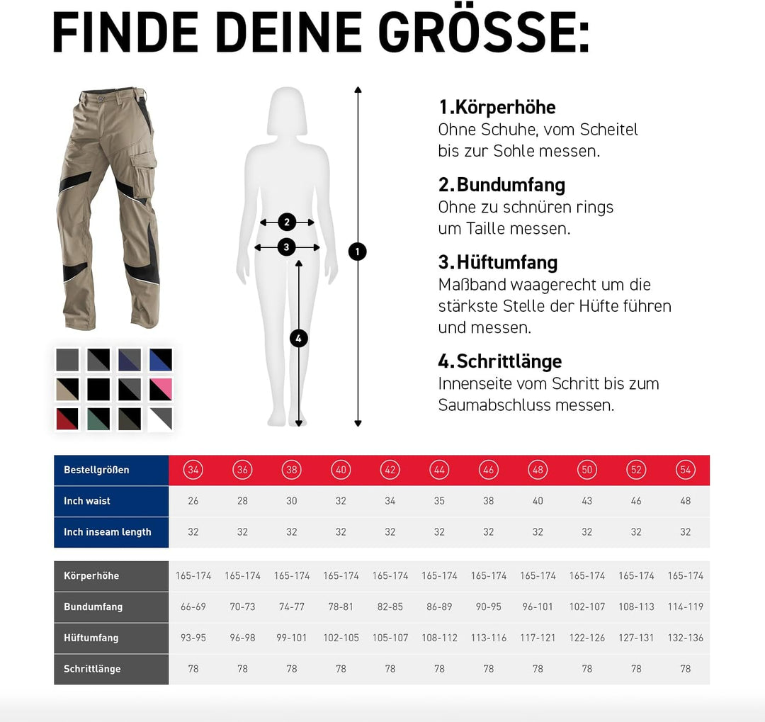 KÜBLER Workwear KÜBLER ACTIVIQ Damen-Arbeitshose sandbraun/schwarz Sandbraun/Schwarz 40, Sandbraun/S