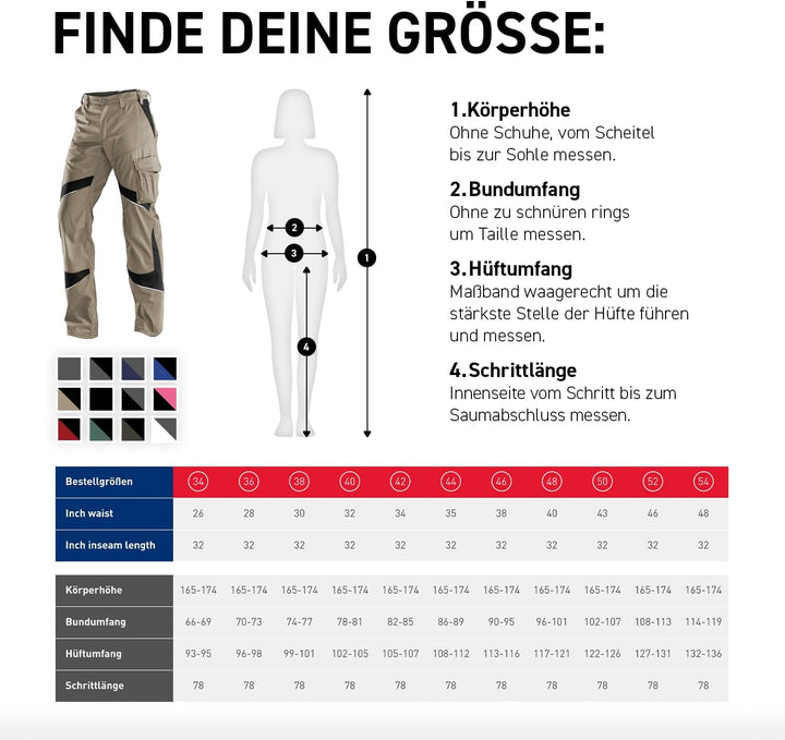 KÜBLER Workwear KÜBLER ACTIVIQ Damen-Arbeitshose sandbraun/schwarz Sandbraun/Schwarz 34, Sandbraun/S
