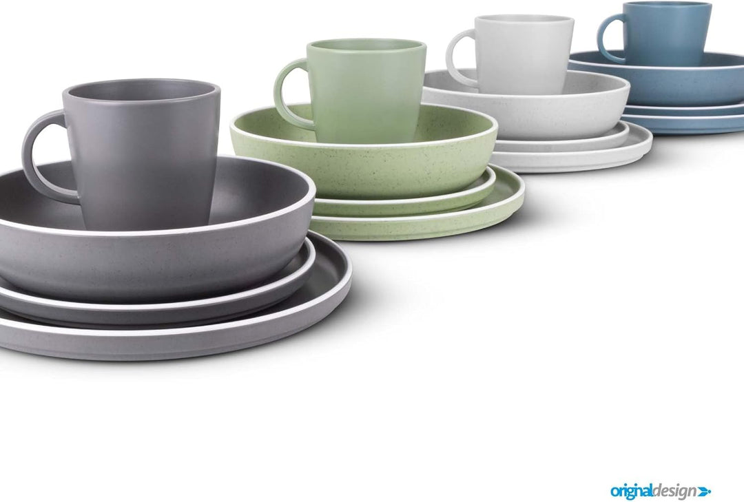 BRUNNER: Melamin Geschirr-Set Camping | 16-Teilig - Teller & Kaffe-Becher für 2-4 Personen | DOLOMIT
