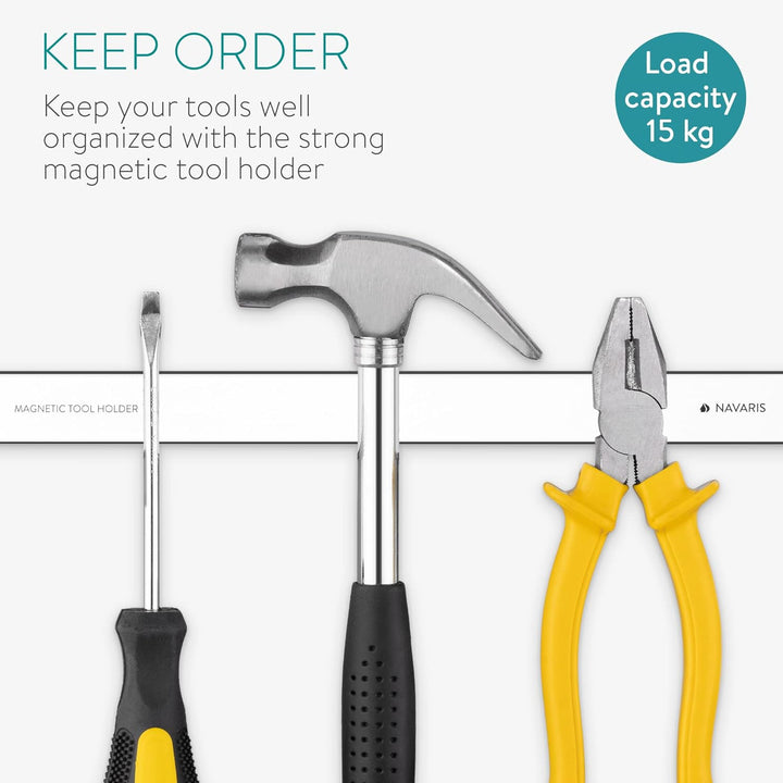 Navaris 1x Werkzeug Magnetleiste 60cm lang - Werkzeughalter Magnetband Wand Leiste Magnethalter - We