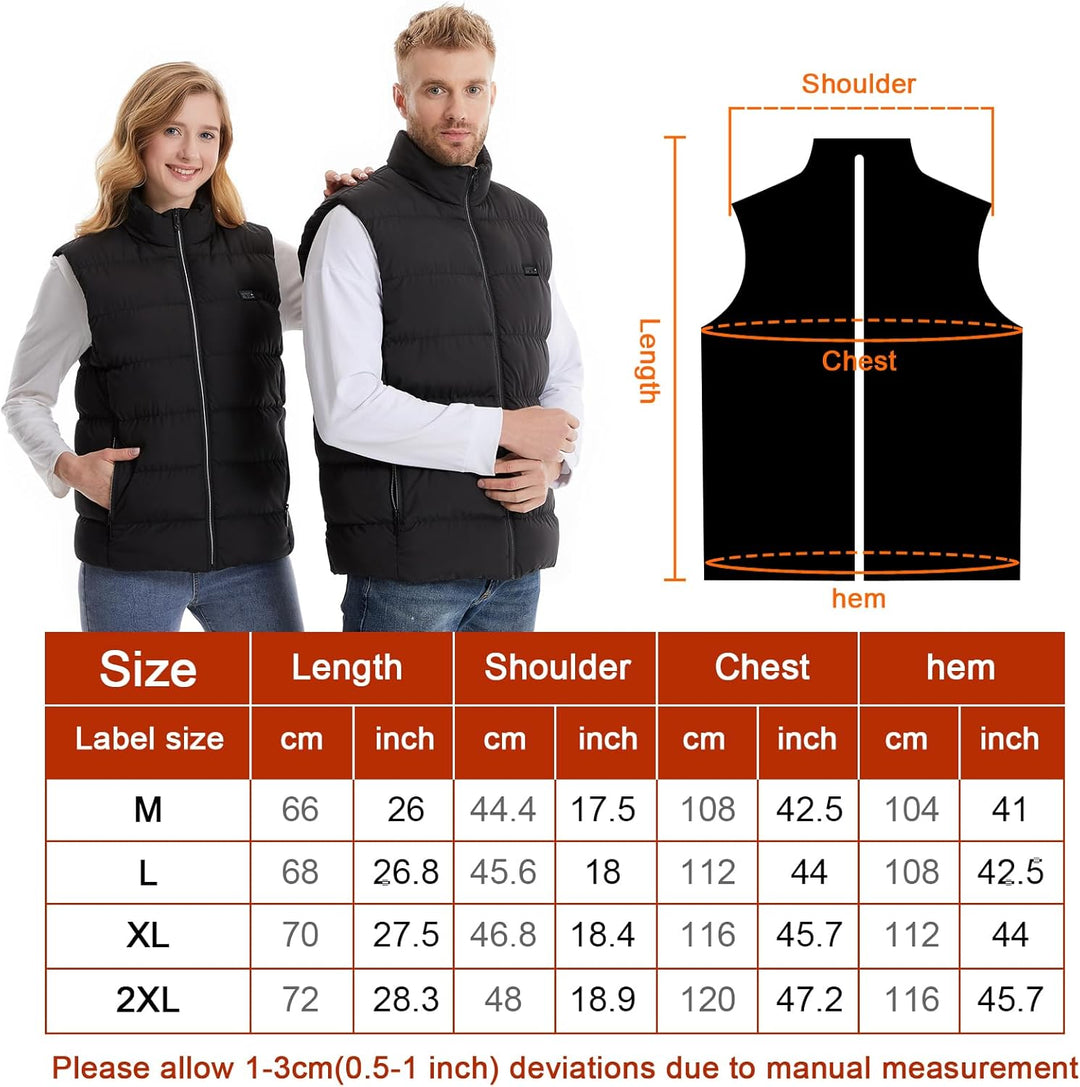 Beheizte Weste, Beheizbare Jacke Elektrische mit 3 Heizmodi, Winter Warm Draussen USB Aufladung Eins