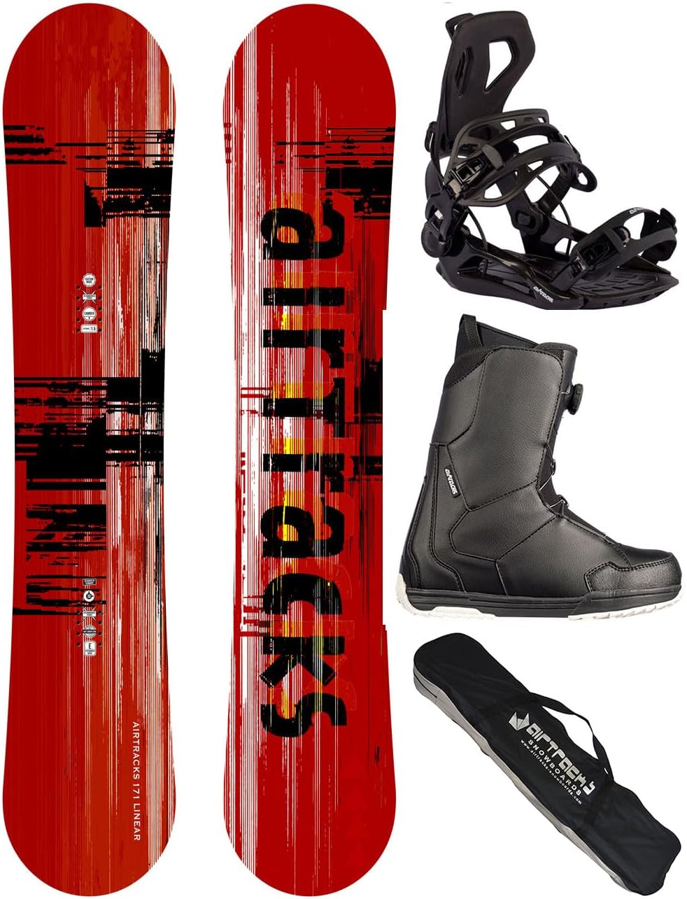 AIRTRACKS Snowboard Set Board Linear Camber Extra Wide + Snowboard Bindung Master + Snowboardboots +