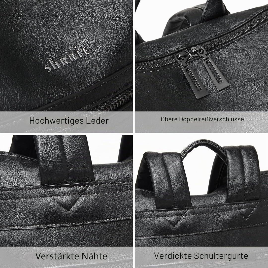 Shrrie Laptop-Rucksack für Damen, 15,6 Zoll Reise-Rucksack aus Leder, Handgepäck-Rucksack Computerta