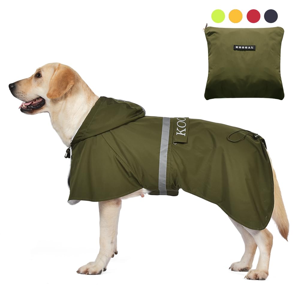 Grosse Hunde Regenjacken Mit Kapuze,Hunde Regenmantel,Mit Reflektierenden Sicherheitsstreifen, Wasse