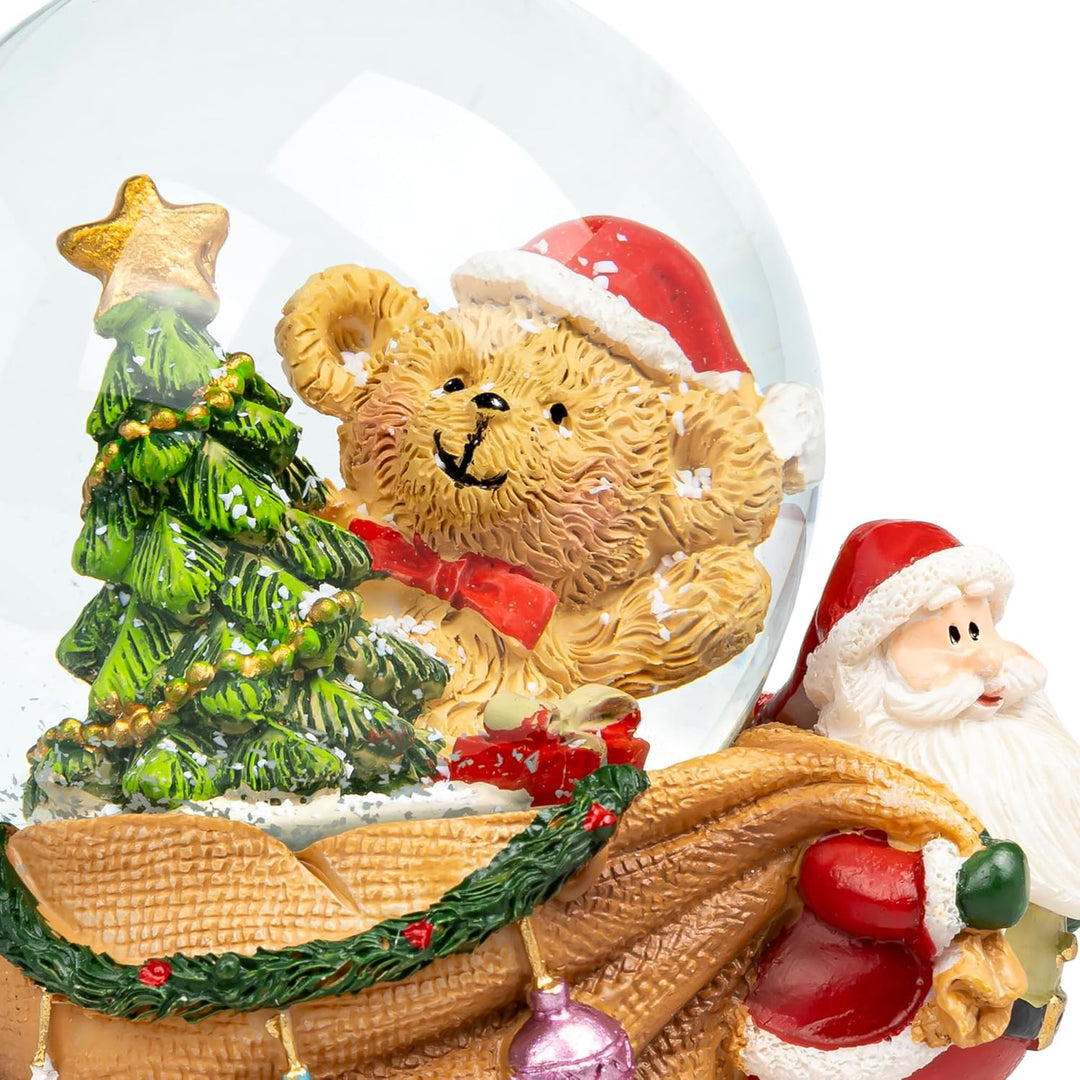 SIKORA SK27 Mittelgrosse Glas Deko Schneekugel Bär im Sack Weihnachtsdeko D:65, Bär im Sack