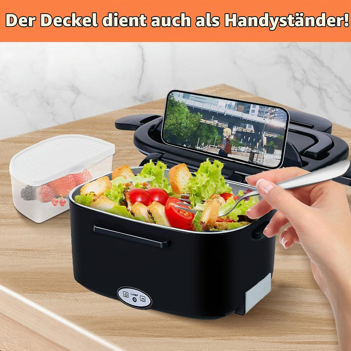 Elektrische Lunchbox 4 in 1 12V/24V/220V~240V, 1.5L 60W Lunch Box Elektrisch Edelstahl Speisenwärmer
