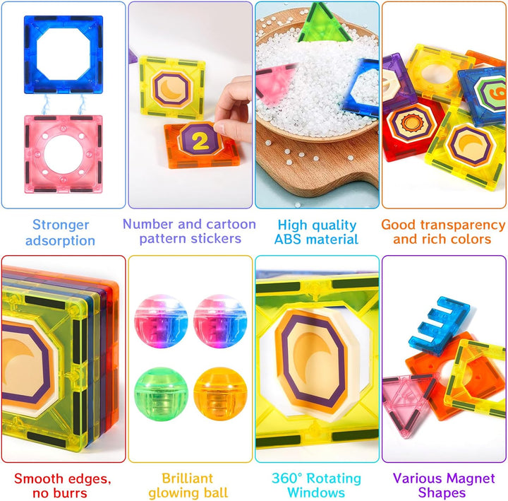 AQXONG 74 Pcs Magnetisches Bauspielzeug mit Rohren, Montessori Spielzeug für Kinder, Pädagogische Ba
