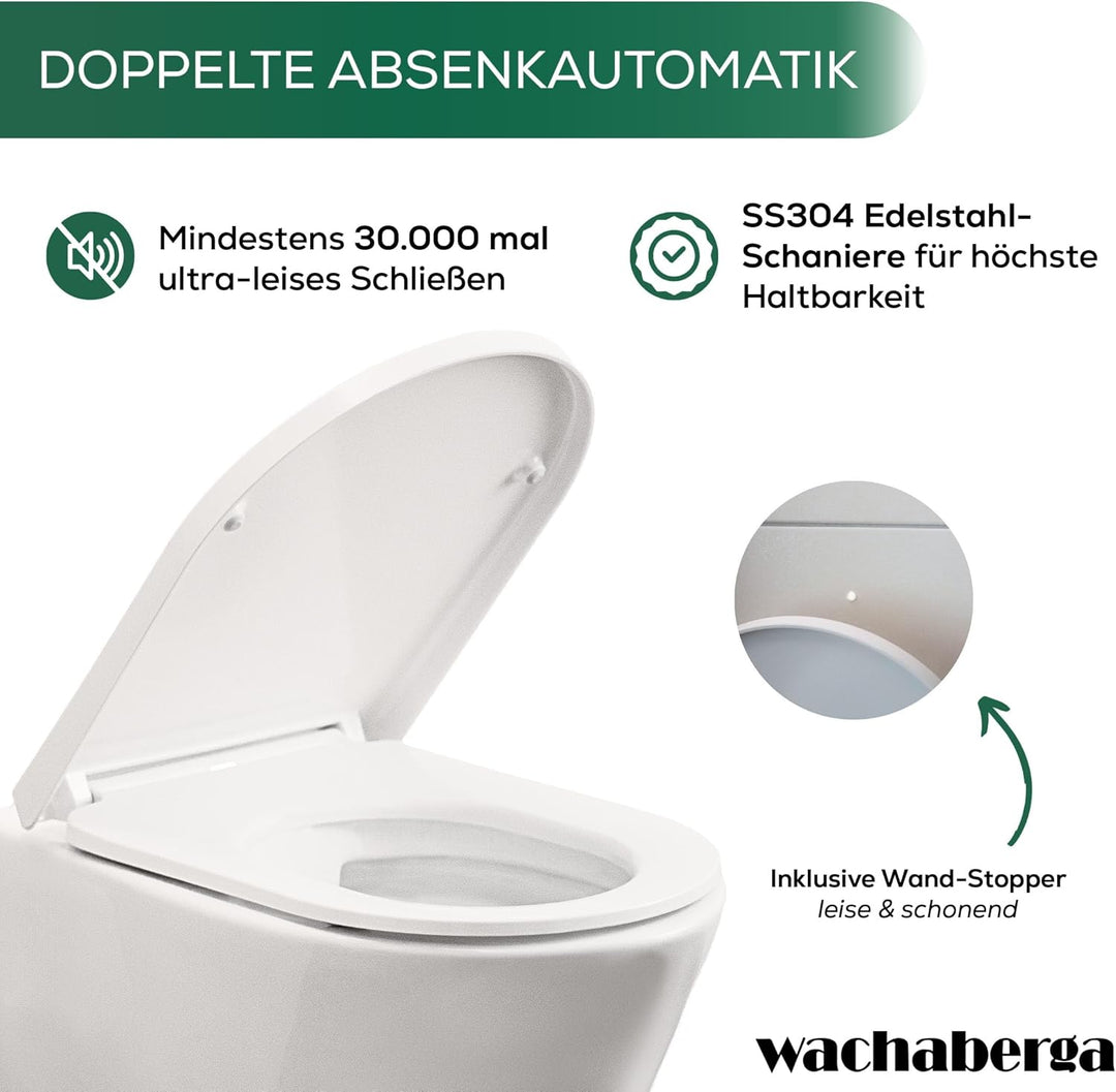 Toilettendeckel D Form mit Absenkautomatik, abnehmbarer Toilettensitz Duroplast, Klodeckel Softclose