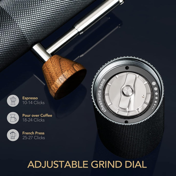 TIMEMORE NANO Manuelle Kaffeemühle, CNC-Schneiden, Edelstahl-Frässte, verstellbare Einstellung, Dual