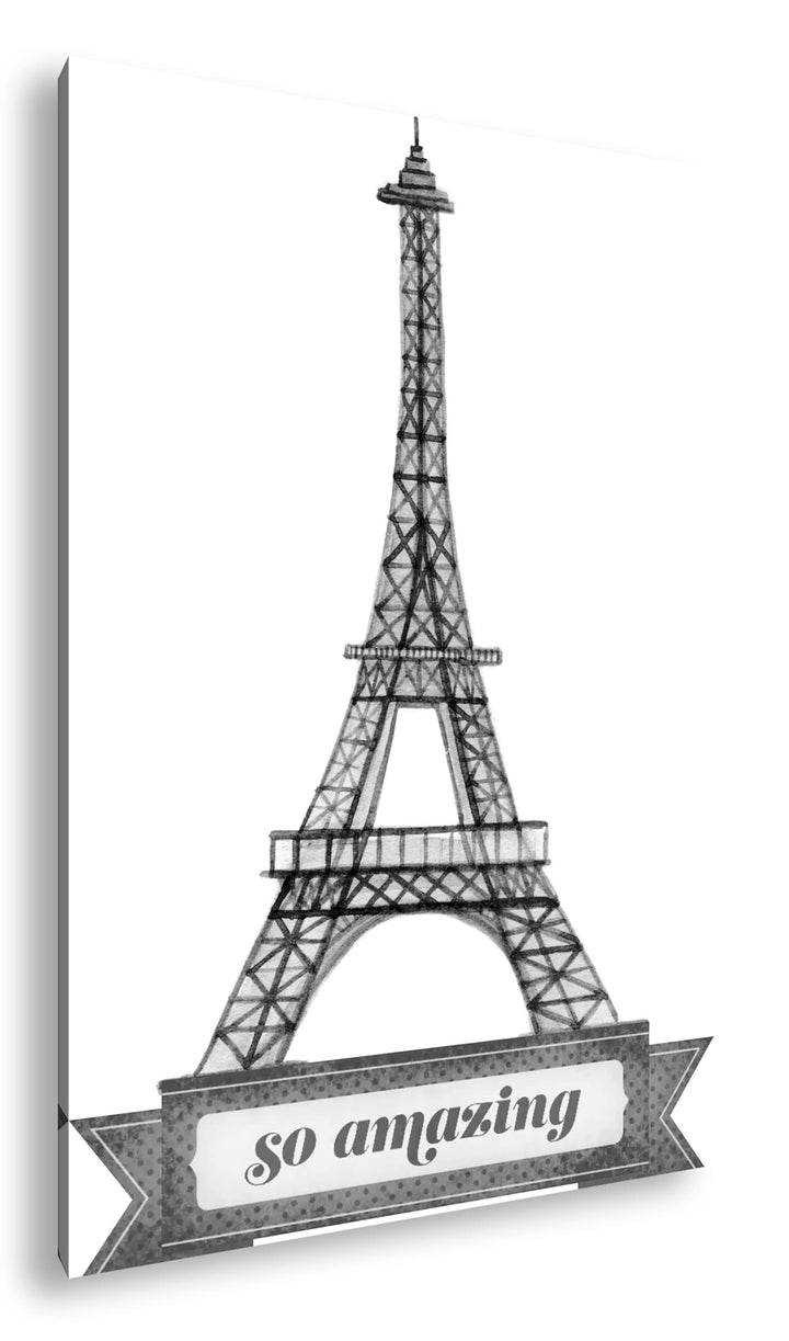 erstaunliche Architektur aus Paris - der Eifelturm Format: 80x60 als Leinwand, Effekt: Schwarz&amp;Weiss