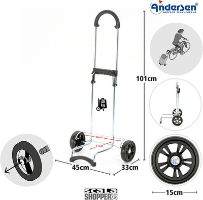 Andersen Shopper Scala Stahl mit Rad Ø 15 cm und 47 Liter Tasche Hera