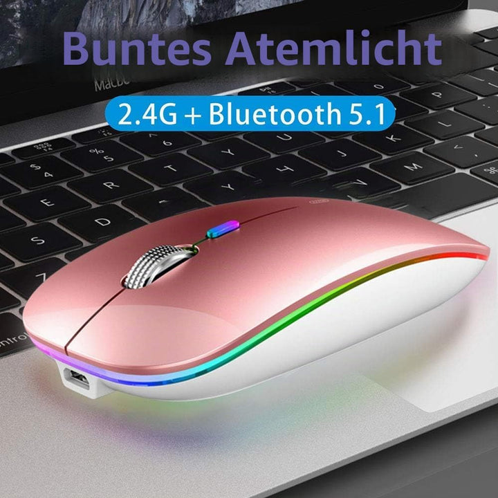 Uiosmuph Bluetooth Maus Kabellose, LED Funkmaus wiederaufladbar Leise Wireless Mouse 2.4GHz Kabellos