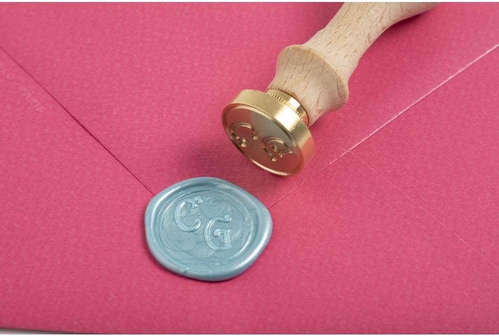 J.Herbin 46300T - Wachssiegelset mit Holzgriff + Siegelplatte um Doppelinitialen zu erstellen, ideal