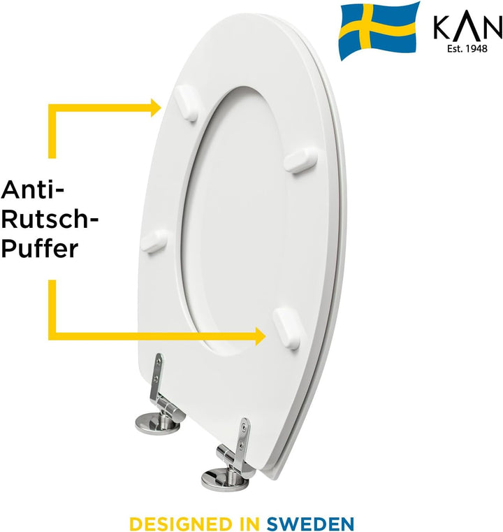 KAN Toilettendeckel mit Absenkautomatik - Lund - Ovale Klobrille aus Holz mit Universeller Passform
