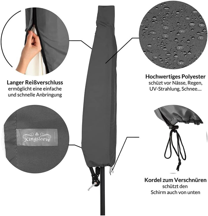 DEUBA® Schutzhülle Sonnenschirm für 3,5m Schirme Schirm Abdeckhaube Abdeckung Hülle Plane Ampelschir