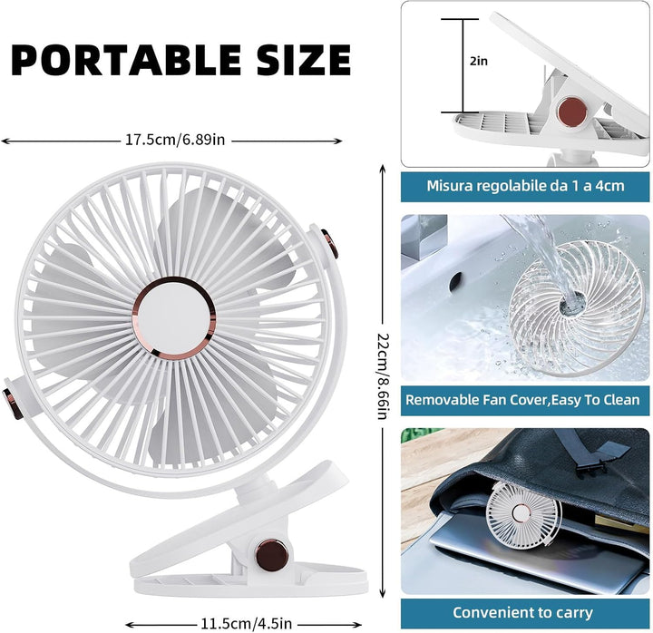 MUXIWOM Tischventilator, 5000 mAh, Mini-USB-Ventilator, leise, kleiner Schreibtischventilator, 5 Ges