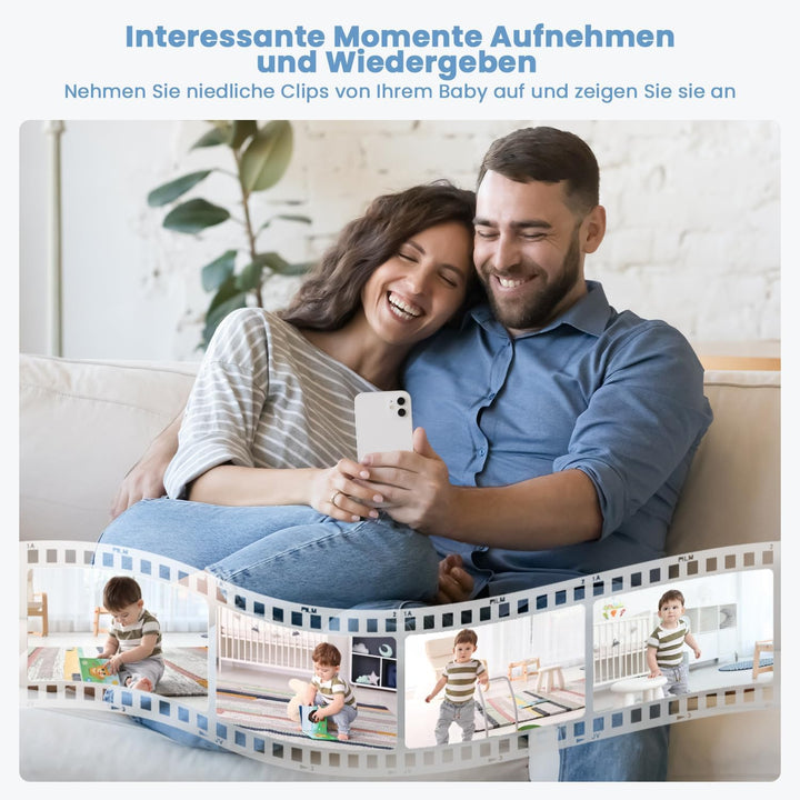 ieGeek Babyphone mit 2 Kameras 2K/3MP, 5 Zoll WLAN Video-Babyfon mit PTZ 355°, IR-Nachtsicht, automa