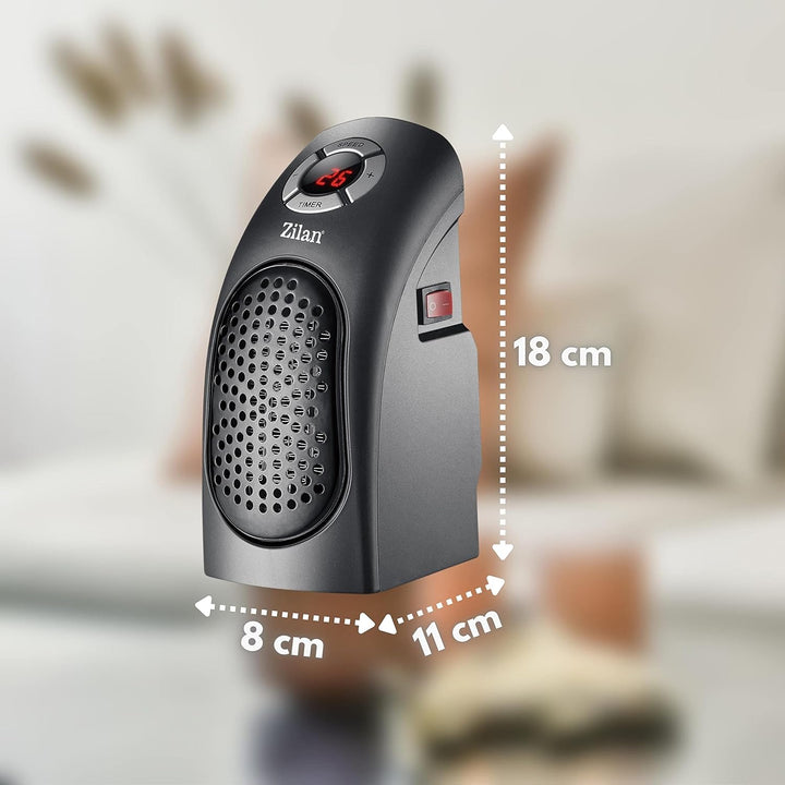 Mini Heizlüfter | 12h Timer | Digitale LCD-Anzeige | 400 Watt | Mini Elektroheizung | Mobiler Heizlü