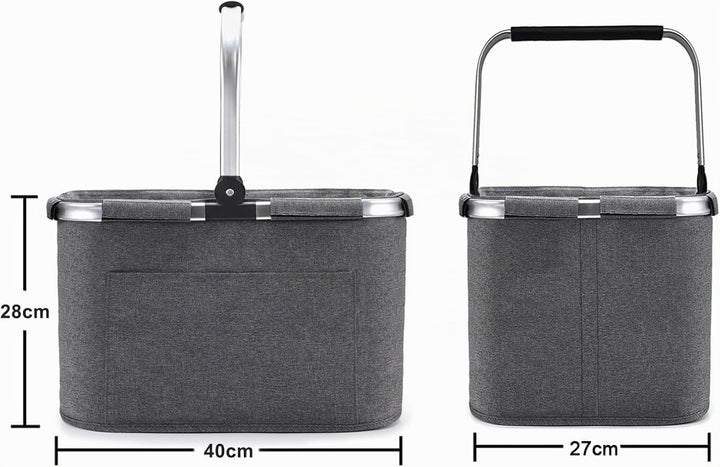 30L Einkaufskorb 2pcs Erschwinglich Picknickkorb Einkaufstasche Tragekorb mit Aluminiumgriff Faltbar