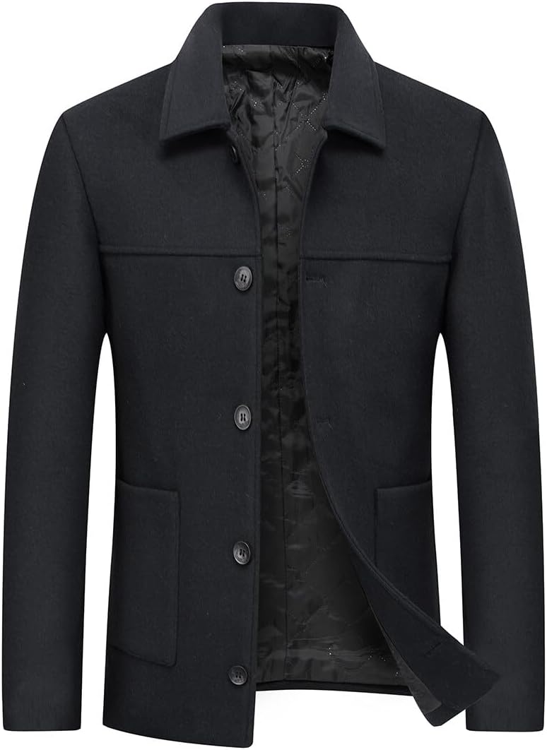 YOUTHUP Mantel Herren Wollmantel Winter Wolle Kurzmantel Regular Fit Kurz Herrenmantel für Business