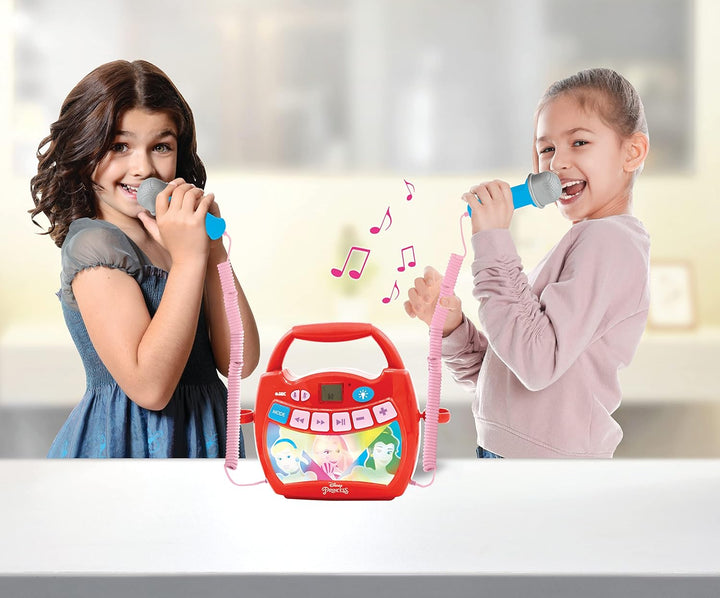 Lexibook MP300DPZ Disney Princess, Mein erster Karaoke Musikplayer mit 2 Spielzeugmikrofonen, Kabell