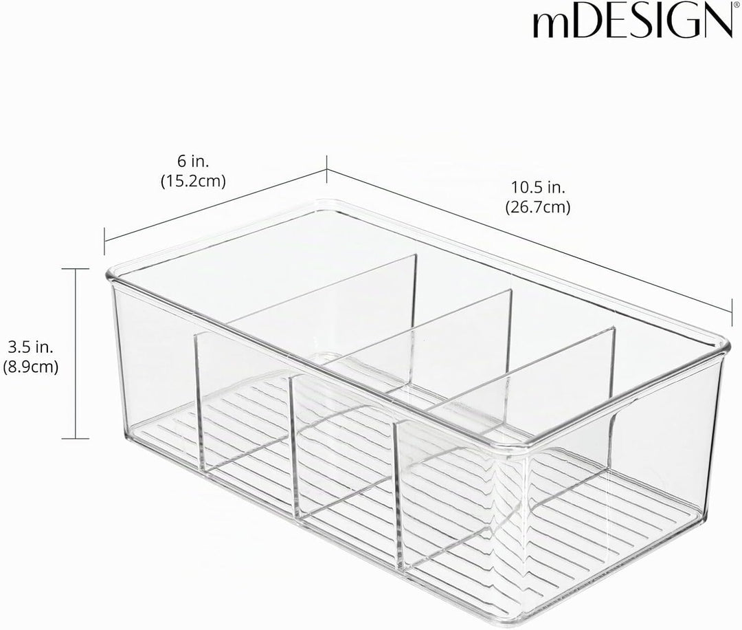 mDesign 2er-Set Aufbewahrungsbox – stapelbarer Kasten mit 4 Fächern zur Lebensmittelaufbewahrung – m