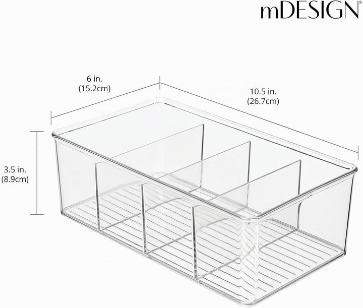 mDesign 2er-Set Aufbewahrungsbox – stapelbarer Kasten mit 4 Fächern zur Lebensmittelaufbewahrung – m
