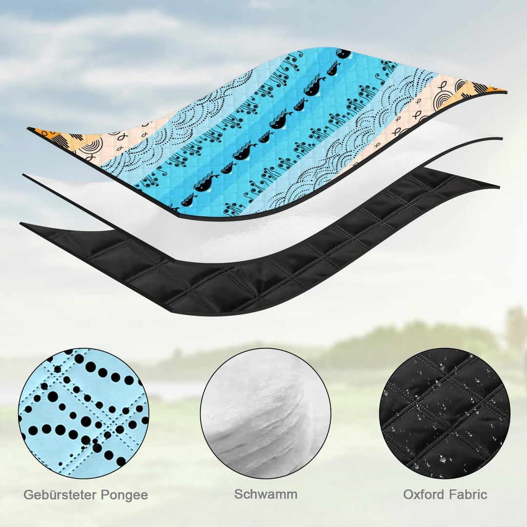 Outdoor Picknickdecke Wasserdicht, 200x200cm Stranddecke Sandfrei mit Wärmeisoliert Unterseite, Trag